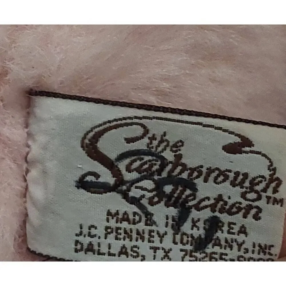 Vintage Scarborough Collection Pink TEDDY BEAR Plush JC Penney Cord Rope Rattle
